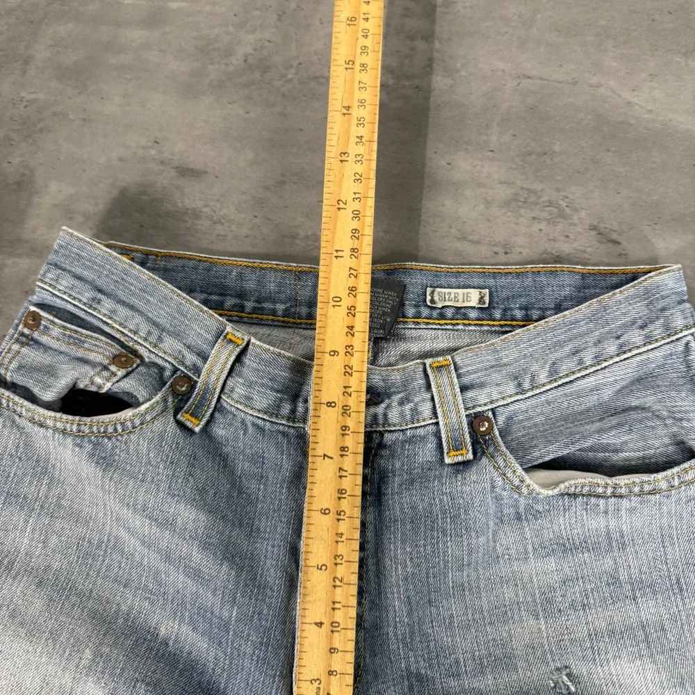 Polo Ralph Lauren Jeans Womens 16 Light Blue‎ Straight Leg Distressed Denim Y2K